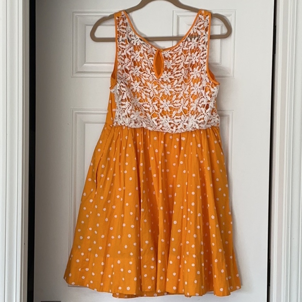 Moulinette Soeurs Orange Polka Dot Dress - Picture 2 of 3
